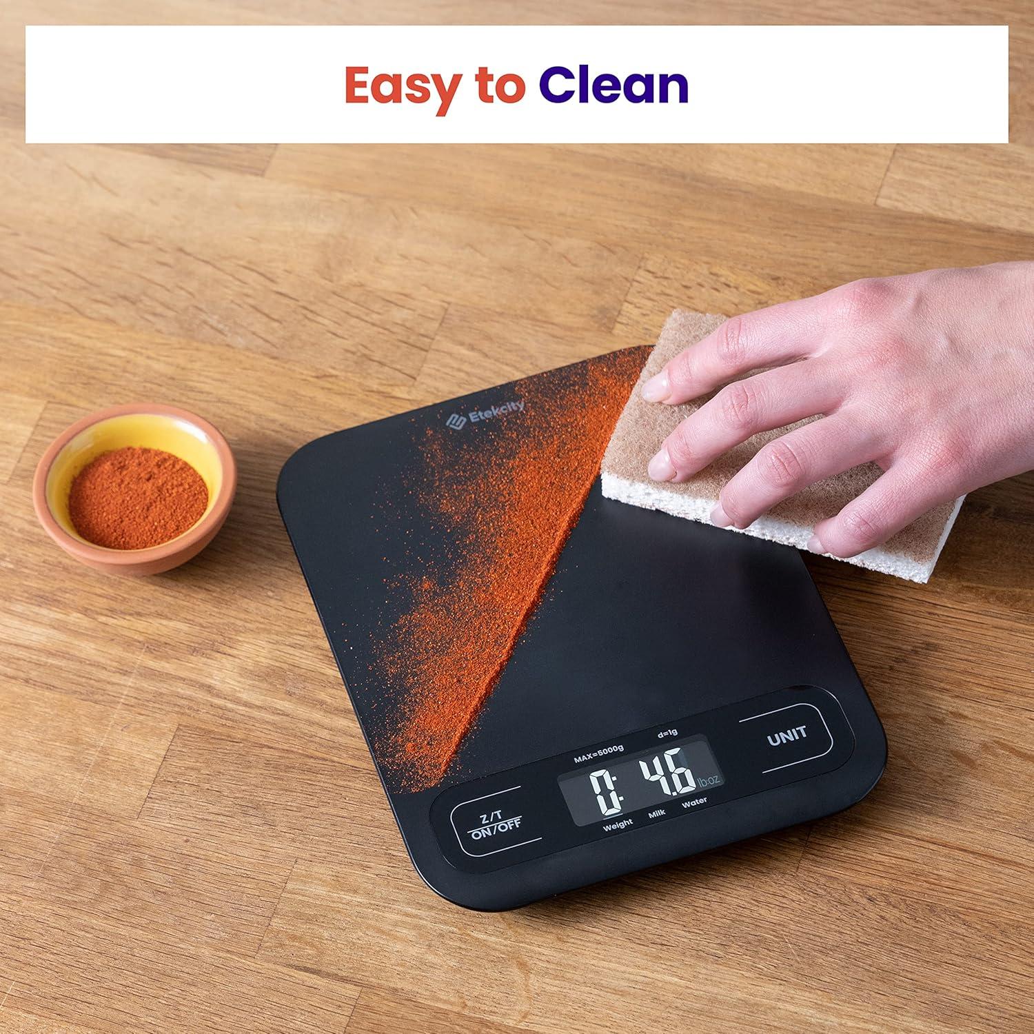 Etekcity Smart Food Kitchen Scale with Nutritional Calculator, Free App with 19 Nutrients Tracking, Calorie, Marco, Digital grams and ounces for weight loss, Premium Stainless Steel, 11lb(Black)