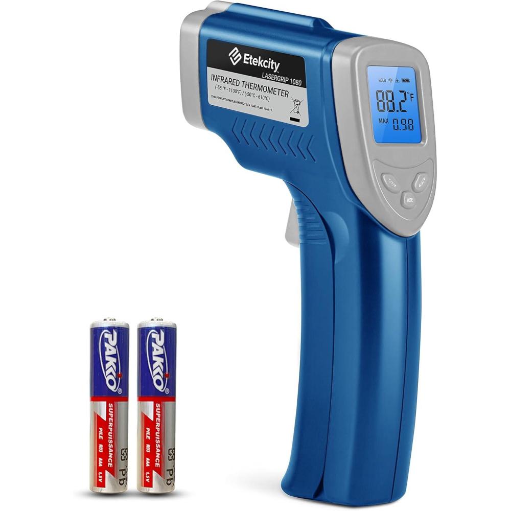 Etekcity Infrared Thermometer Upgrade 774, Heat Temperature Temp Gun for Cooking, Laser IR Surface Tool for Pizza, Griddle, Grill, HVAC, Engine, Accessories, -58°F to 842°F, Blue(Blue)