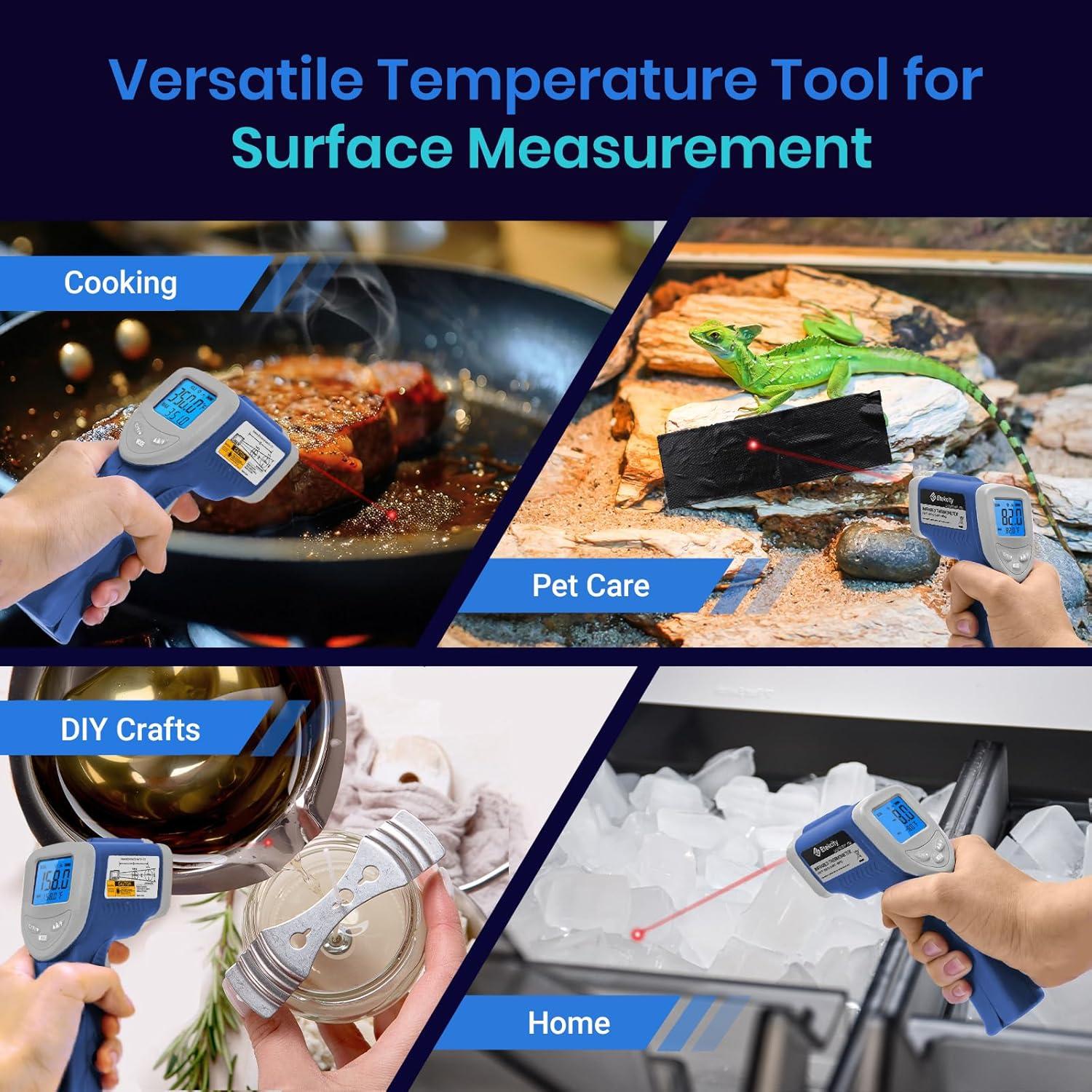 Etekcity Infrared Thermometer Upgrade 774, Heat Temperature Temp Gun for Cooking, Laser IR Surface Tool for Pizza, Griddle, Grill, HVAC, Engine, Accessories, -58°F to 842°F, Blue(Blue)