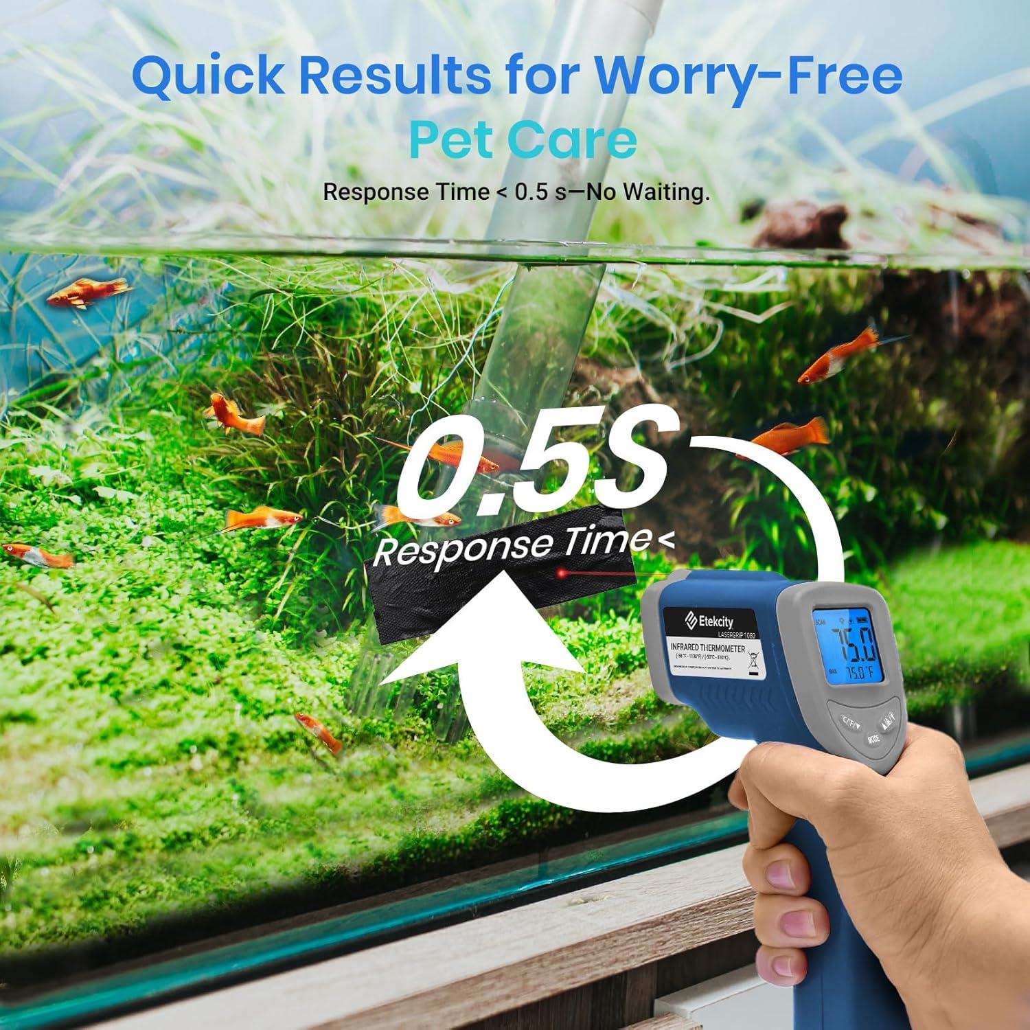 Etekcity Infrared Thermometer Upgrade 774, Heat Temperature Temp Gun for Cooking, Laser IR Surface Tool for Pizza, Griddle, Grill, HVAC, Engine, Accessories, -58°F to 842°F, Blue(Blue)