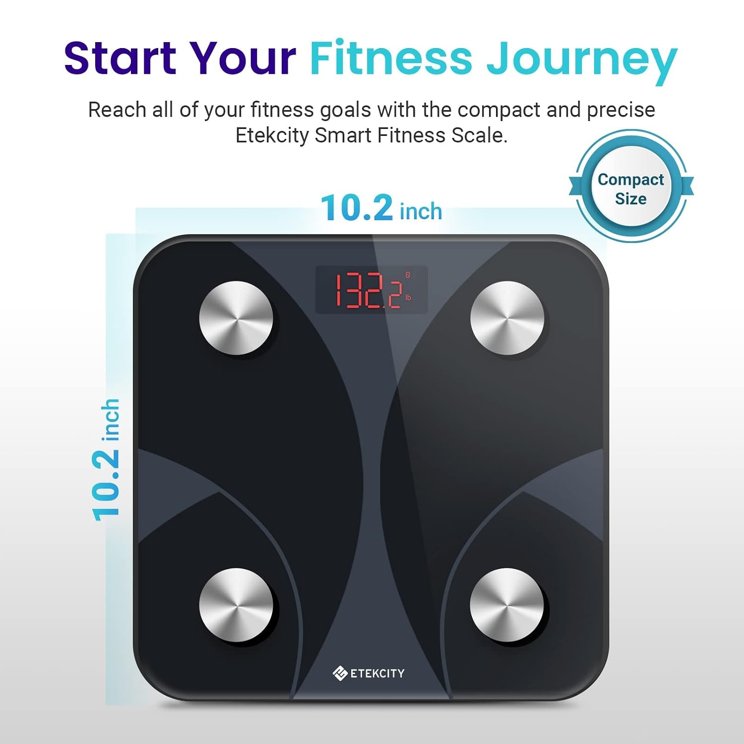 Etekcity WiFi 8-Electrode Smart Scale for Body Weight and Fat | Body Composition Scale with Color Handle Display, 50+ Metrics, 5-Segment Analysis, WiFi Auto Sync and USB-C Charging(Textured Black)