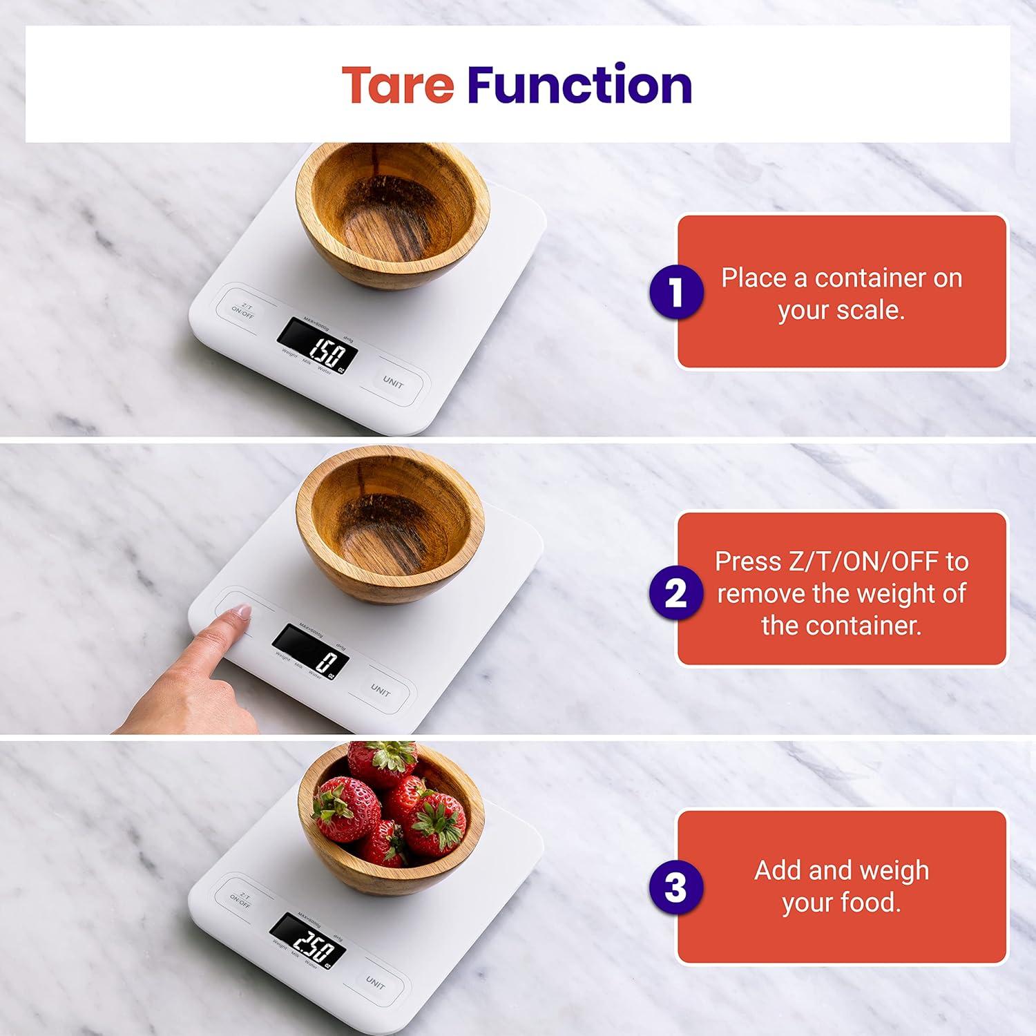 Etekcity Smart Food Kitchen Scale with Nutritional Calculator, Free App with 19 Nutrients Tracking, Calorie, Marco, Digital grams and ounces for weight loss, Premium Stainless Steel, 11lb(White)
