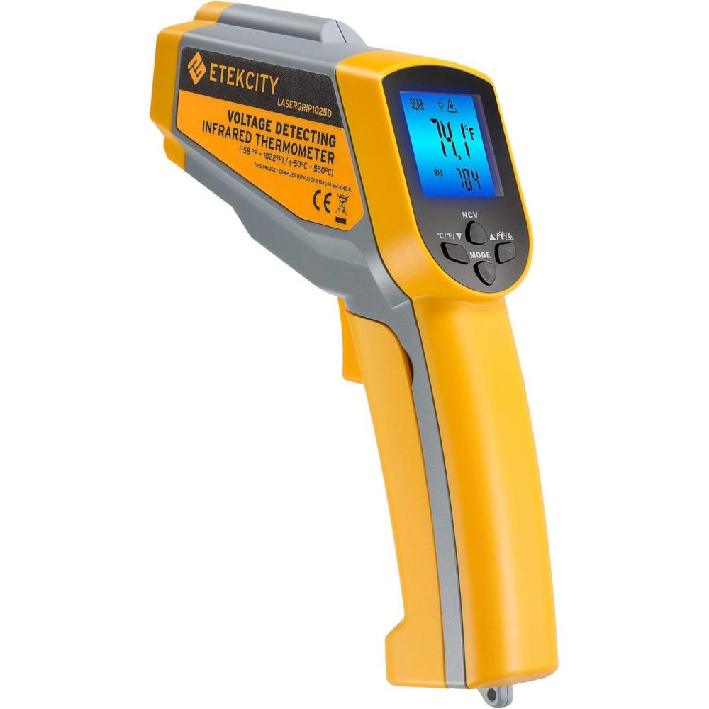 Etekcity Infrared Thermometer Upgrade 774, Heat Temperature Temp Gun for Cooking, Laser IR Surface Tool for Pizza, Griddle, Grill, HVAC, Engine, Accessories, -58°F to 842°F, Blue(Yellow 2 Laser)