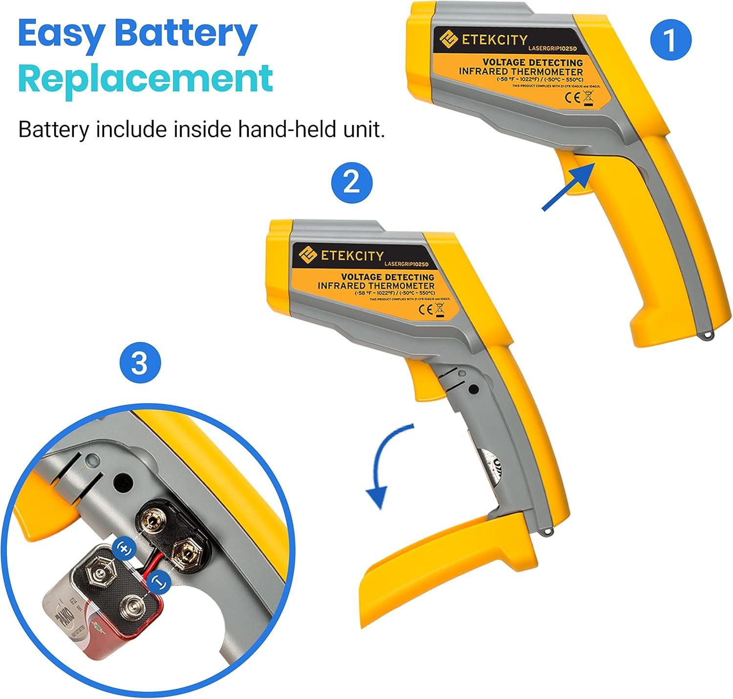 Etekcity Infrared Thermometer Upgrade 774, Heat Temperature Temp Gun for Cooking, Laser IR Surface Tool for Pizza, Griddle, Grill, HVAC, Engine, Accessories, -58°F to 842°F, Blue(Yellow 2 Laser)