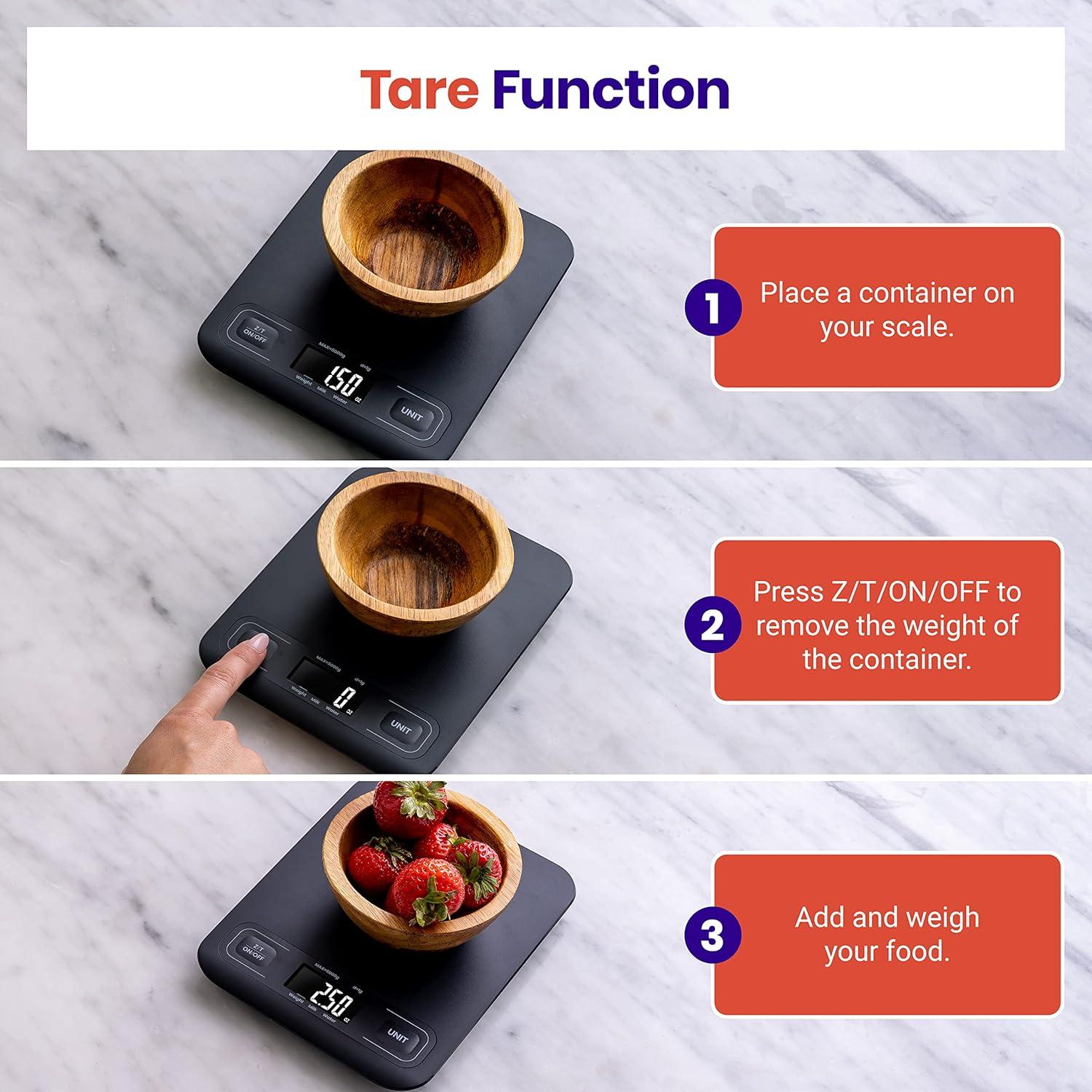 Etekcity Smart Food Kitchen Scale with Nutritional Calculator, Free App with 19 Nutrients Tracking, Calorie, Marco, Digital grams and ounces for weight loss, Premium Stainless Steel, 11lb(Midnight Black)