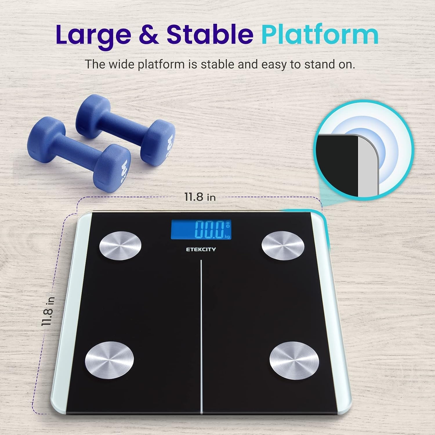 Etekcity WiFi 8-Electrode Smart Scale for Body Weight and Fat | Body Composition Scale with Color Handle Display, 50+ Metrics, 5-Segment Analysis, WiFi Auto Sync and USB-C Charging(Carbon Black)