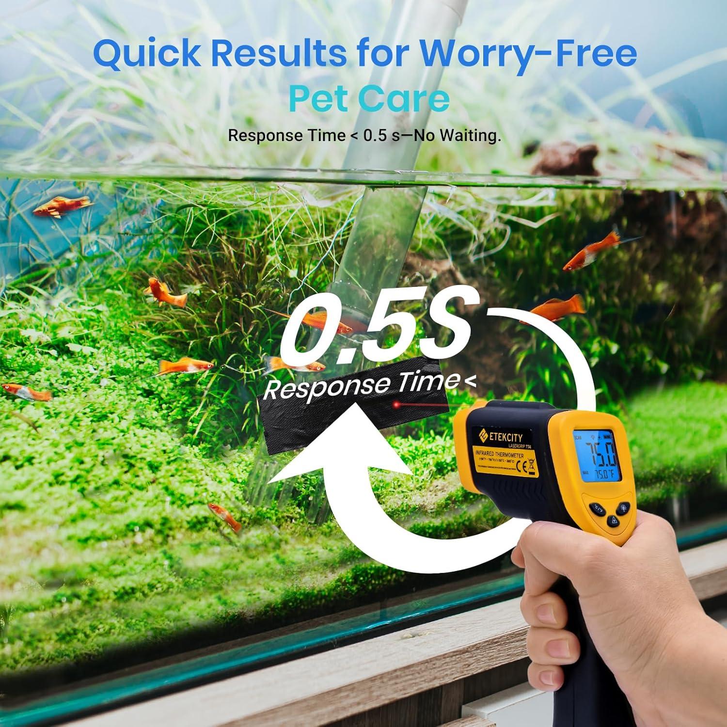 Etekcity Infrared Thermometer Upgrade 774, Heat Temperature Temp Gun for Cooking, Laser IR Surface Tool for Pizza, Griddle, Grill, HVAC, Engine, Accessories, -58°F to 842°F, Blue(Light Yellow)