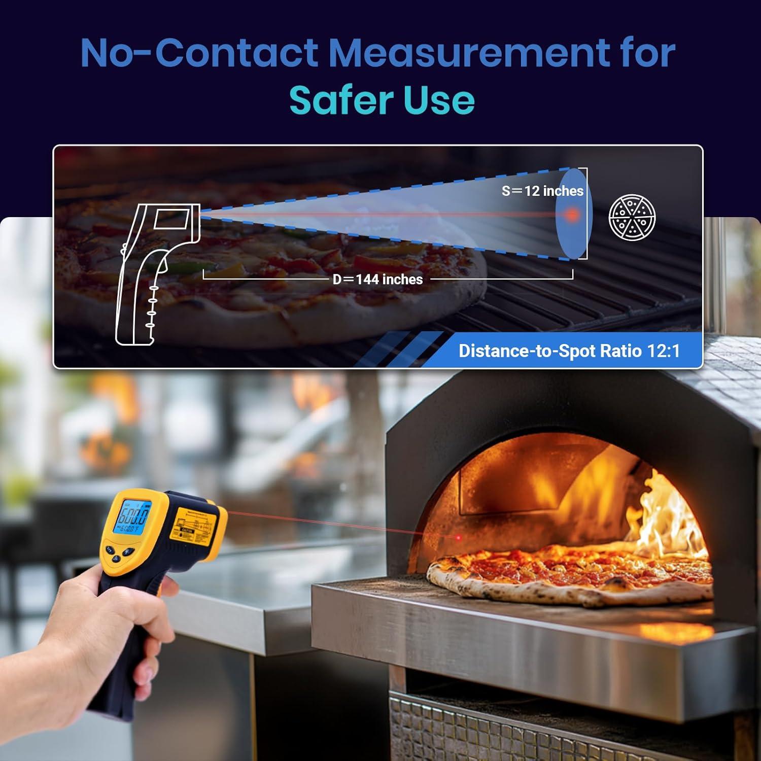 Etekcity Infrared Thermometer Upgrade 774, Heat Temperature Temp Gun for Cooking, Laser IR Surface Tool for Pizza, Griddle, Grill, HVAC, Engine, Accessories, -58°F to 842°F, Blue(Light Yellow)