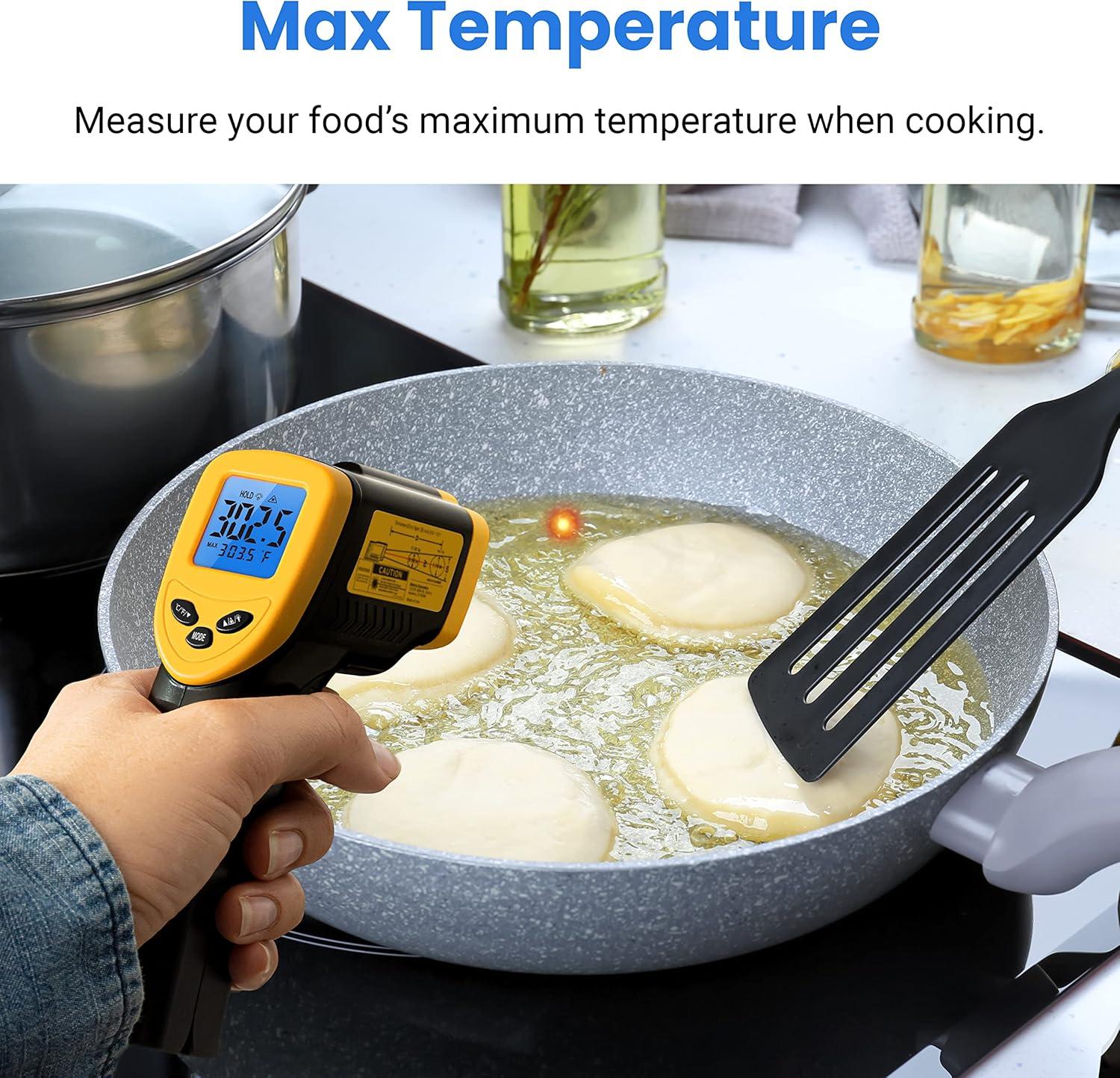 Etekcity Infrared Thermometer Upgrade 774, Heat Temperature Temp Gun for Cooking, Laser IR Surface Tool for Pizza, Griddle, Grill, HVAC, Engine, Accessories, -58°F to 842°F, Blue(Light Yellow)