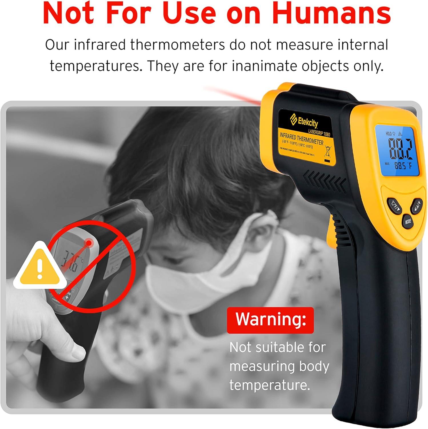 Etekcity Infrared Thermometer Upgrade 774, Heat Temperature Temp Gun for Cooking, Laser IR Surface Tool for Pizza, Griddle, Grill, HVAC, Engine, Accessories, -58°F to 842°F, Blue(Light Yellow)