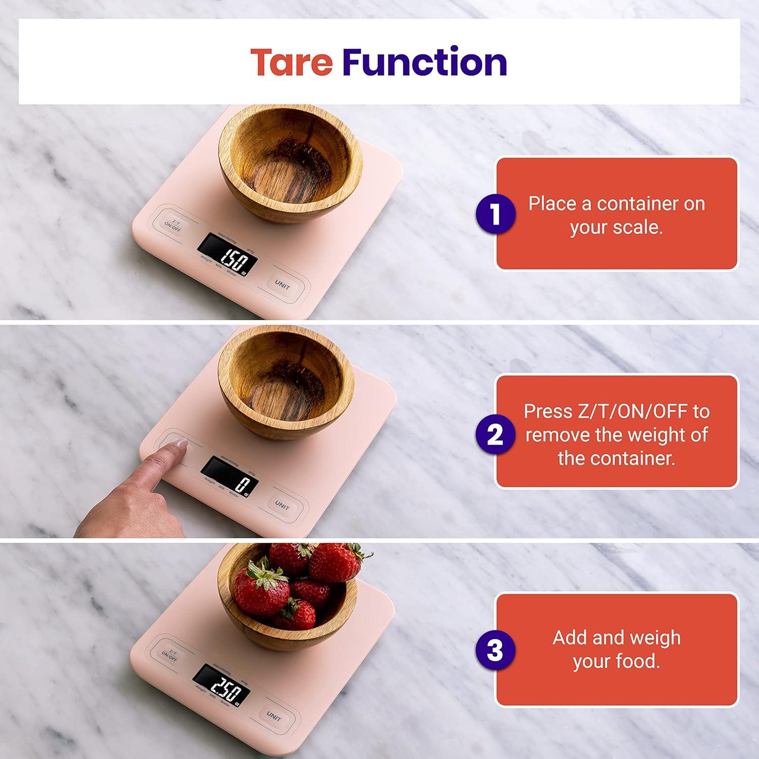 Etekcity Smart Food Kitchen Scale with Nutritional Calculator, Free App with 19 Nutrients Tracking, Calorie, Marco, Digital grams and ounces for weight loss, Premium Stainless Steel, 11lb(Pink)