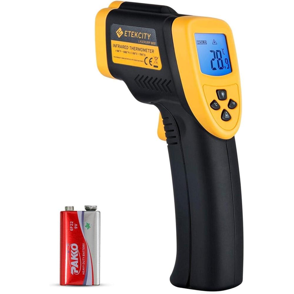 Etekcity Infrared Thermometer Upgrade 774, Heat Temperature Temp Gun for Cooking, Laser IR Surface Tool for Pizza, Griddle, Grill, HVAC, Engine, Accessories, -58°F to 842°F, Blue(Yellow D:S 16:1)