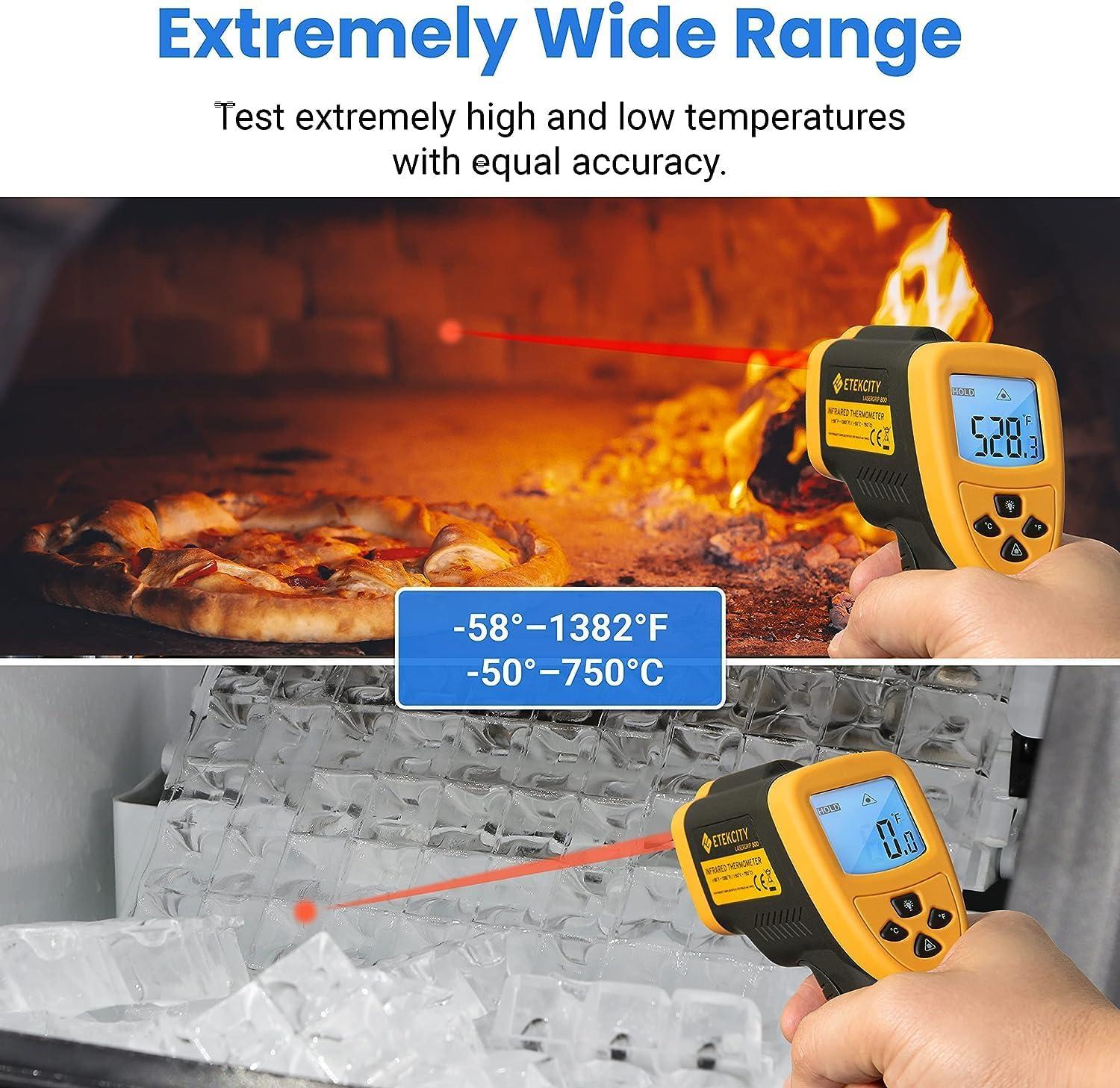 Etekcity Infrared Thermometer Upgrade 774, Heat Temperature Temp Gun for Cooking, Laser IR Surface Tool for Pizza, Griddle, Grill, HVAC, Engine, Accessories, -58°F to 842°F, Blue(Yellow D:S 16:1)