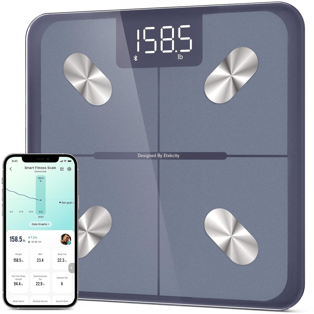 Etekcity WiFi 8-Electrode Smart Scale for Body Weight and Fat | Body Composition Scale with Color Handle Display, 50+ Metrics, 5-Segment Analysis, WiFi Auto Sync and USB-C Charging(Blue)