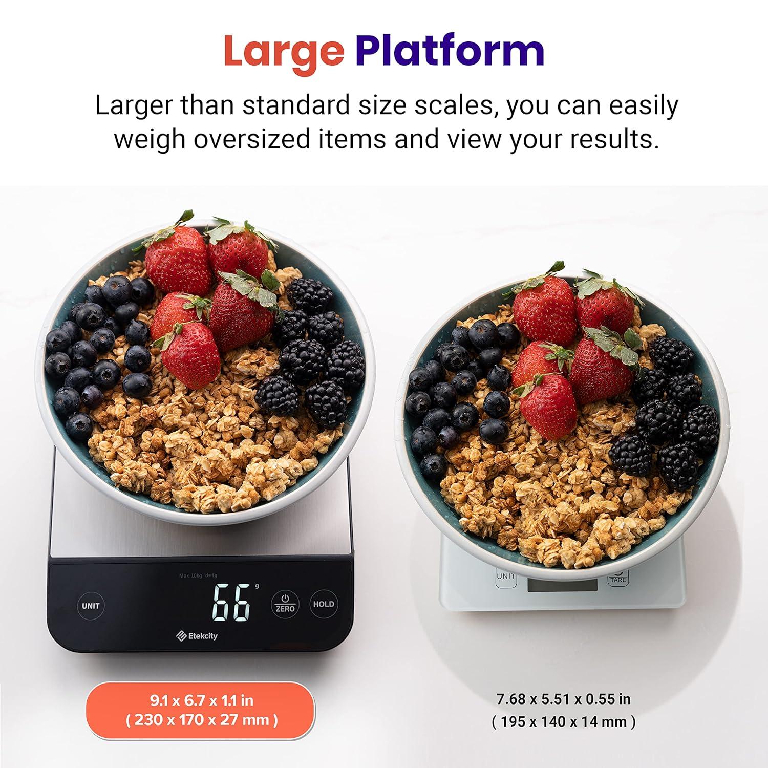 Etekcity Smart Food Kitchen Scale with Nutritional Calculator, Free App with 19 Nutrients Tracking, Calorie, Marco, Digital grams and ounces for weight loss, Premium Stainless Steel, 11lb(Stainless Steel-Silver)