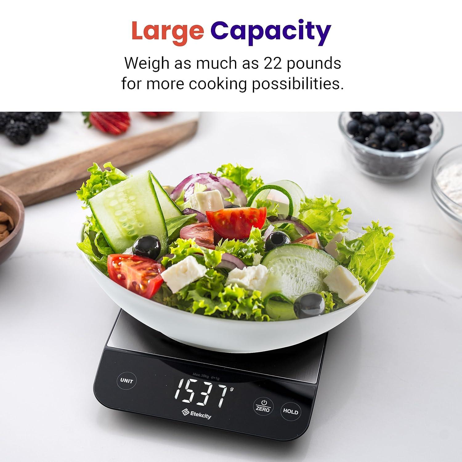 Etekcity Smart Food Kitchen Scale with Nutritional Calculator, Free App with 19 Nutrients Tracking, Calorie, Marco, Digital grams and ounces for weight loss, Premium Stainless Steel, 11lb(Stainless Steel-Silver)