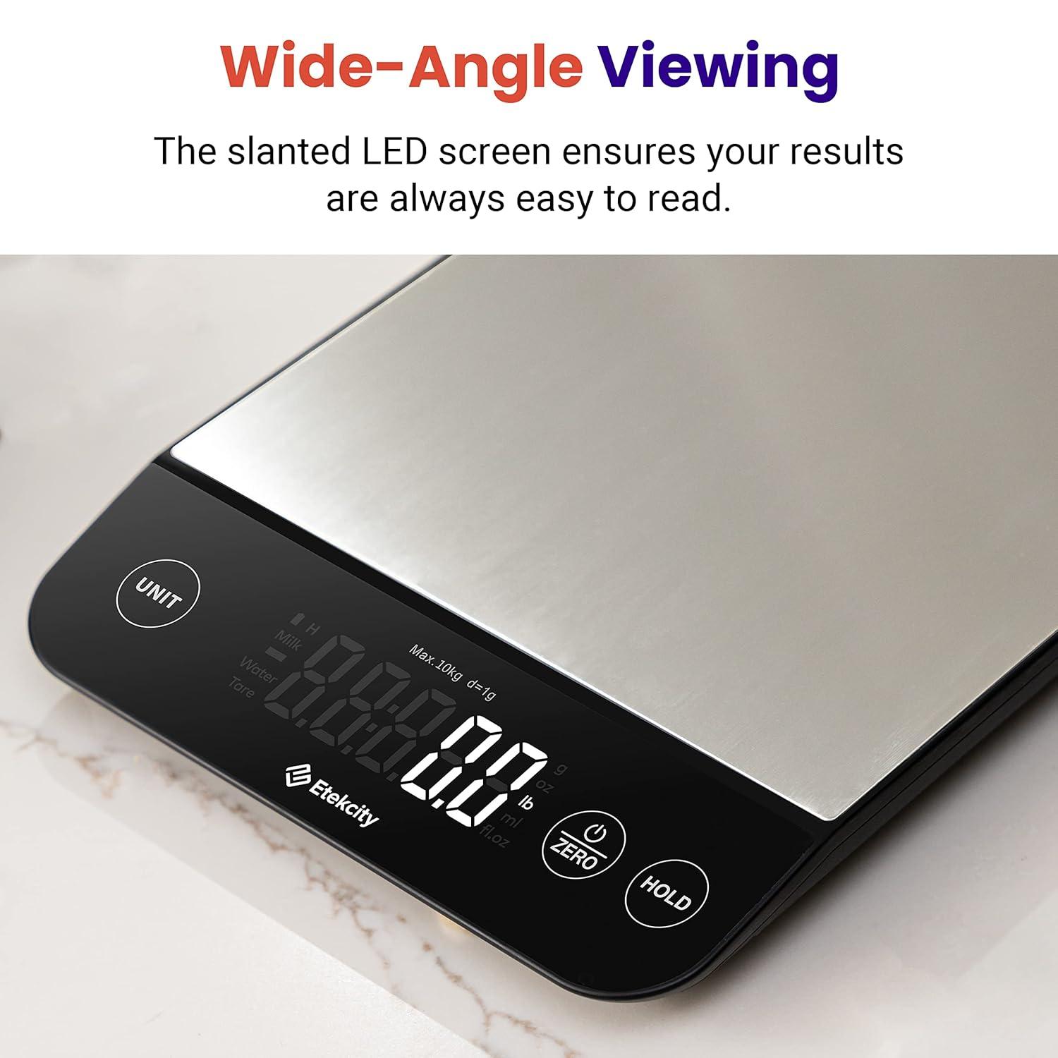 Etekcity Smart Food Kitchen Scale with Nutritional Calculator, Free App with 19 Nutrients Tracking, Calorie, Marco, Digital grams and ounces for weight loss, Premium Stainless Steel, 11lb(Stainless Steel-Silver)