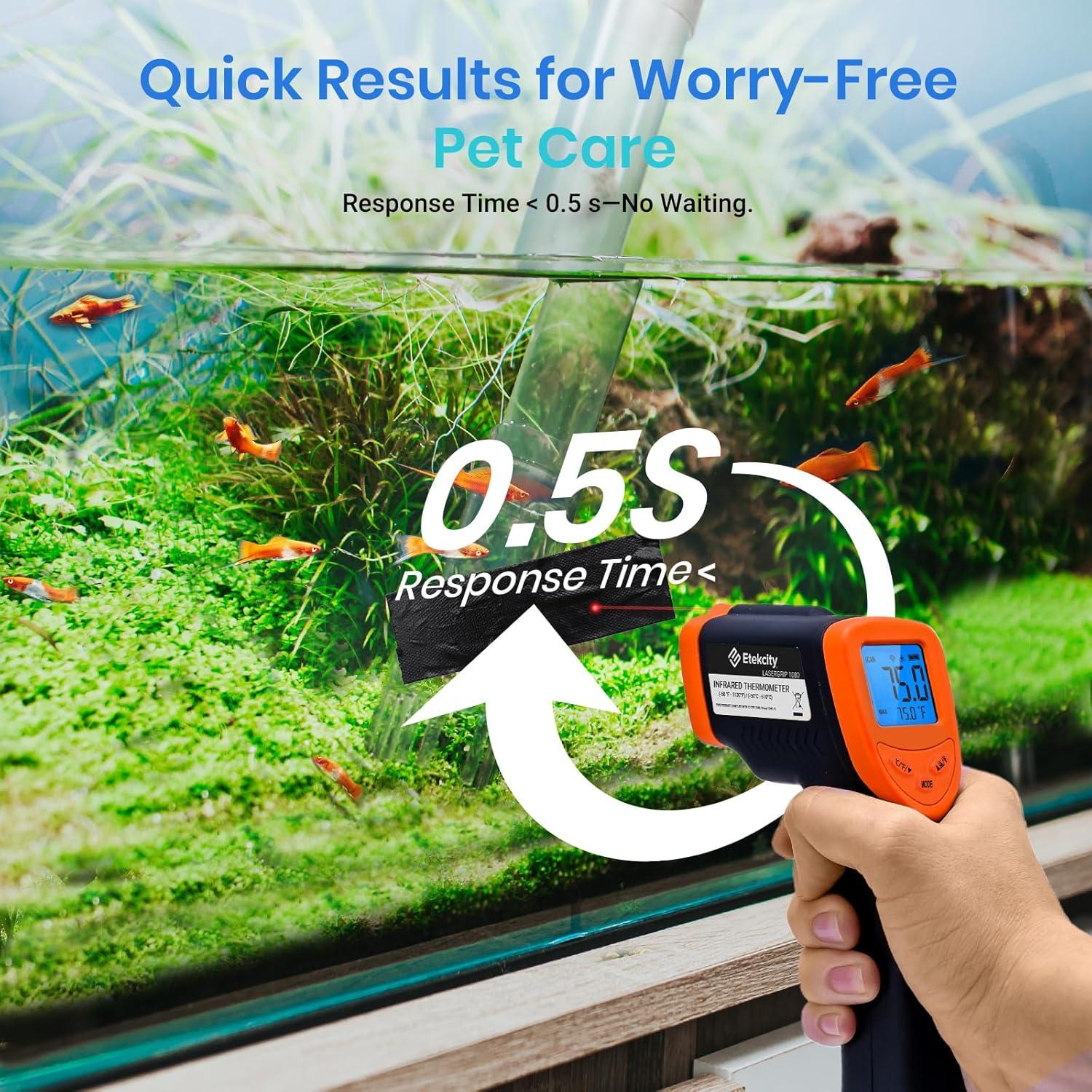 Etekcity Infrared Thermometer Upgrade 774, Heat Temperature Temp Gun for Cooking, Laser IR Surface Tool for Pizza, Griddle, Grill, HVAC, Engine, Accessories, -58°F to 842°F, Blue(Orange)
