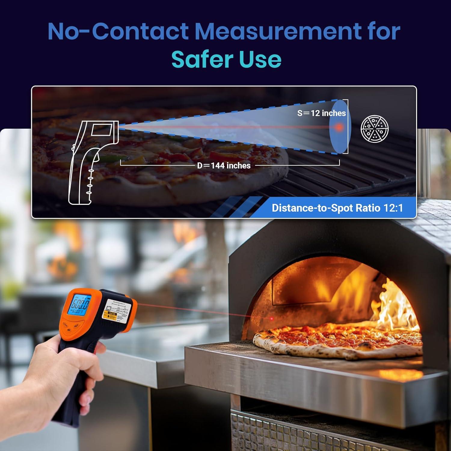 Etekcity Infrared Thermometer Upgrade 774, Heat Temperature Temp Gun for Cooking, Laser IR Surface Tool for Pizza, Griddle, Grill, HVAC, Engine, Accessories, -58°F to 842°F, Blue(Orange)